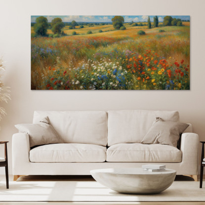 Quadro Botanico Campagna In Fiore In Stile Impressionista bow8 quadro stampato su tela