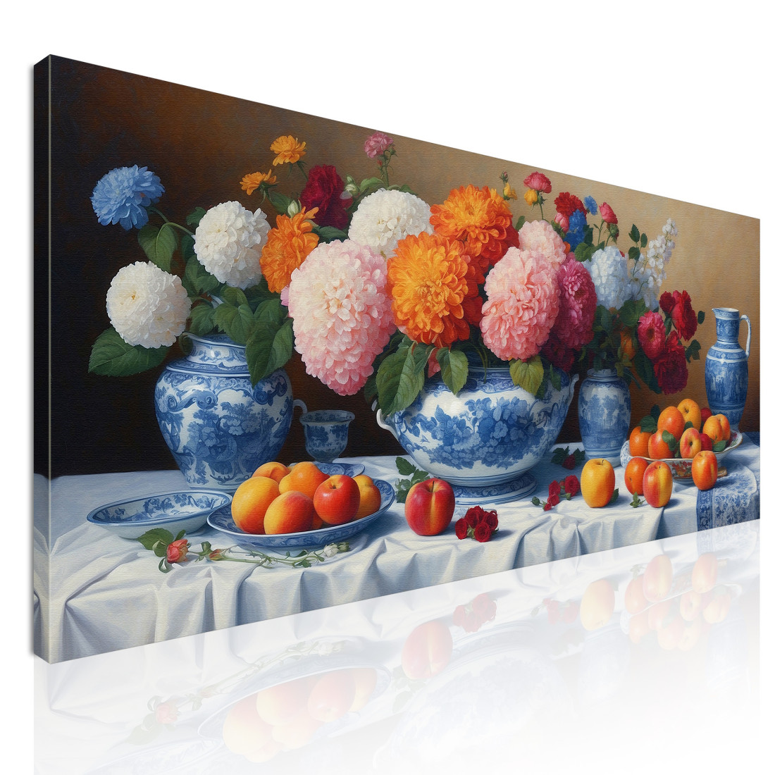 Quadro Botanico Natura Morta Con Fiori E Frutta In Vasi Di Porcellana Blu bow21 quadro stampato su tela Quadro Botanico Natura Morta Con Fiori E Frutta In Vasi Di Porcellana Blu bow21 quadro stampato su tela