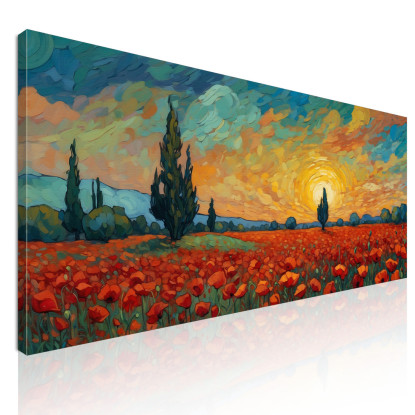 Quadro Botanico Papaveri Al Tramonto bow31 quadro stampato su tela