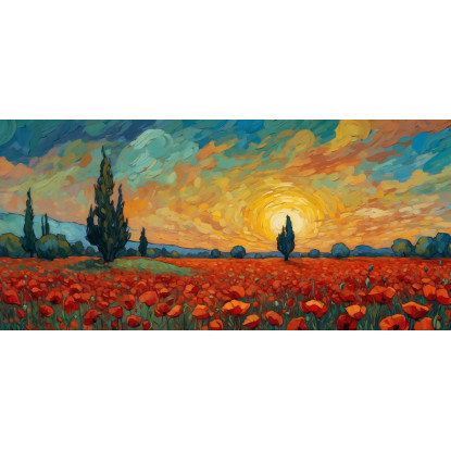 Quadro Botanico Papaveri Al Tramonto bow31 quadro stampato su tela