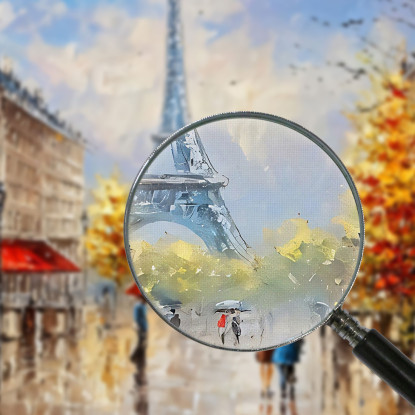 Quadro Moderno Città Astratto Coppia Con Ombrello Passeggia A Parigi Con Vista Sulla Torre Eiffel ct6 quadro stampato su tela