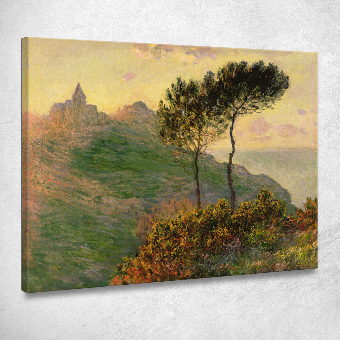 La Chiesa Di Varengeville Contro Il Tramonto 1882 Claude Monet mnt72 quadro stampato su tela