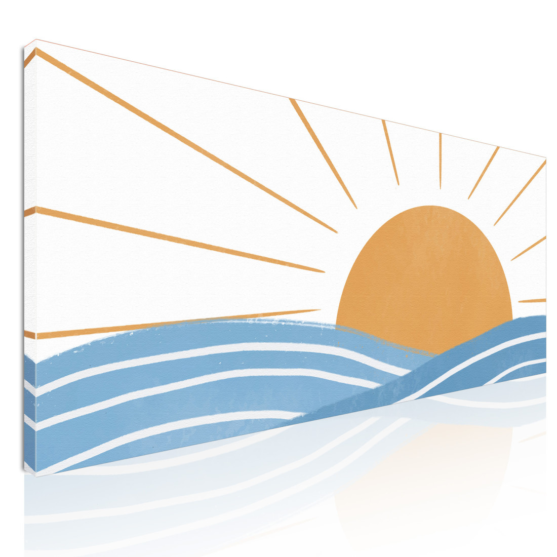 Quadro Boho Chic Illustrazione Paesaggio Alba Sul Mare Con Onde E Raggi Di Sole bol15 quadro stampato su tela Quadro Boho Chic Illustrazione Paesaggio Alba Sul Mare Con Onde E Raggi Di Sole bol15 quadro stampato su tela