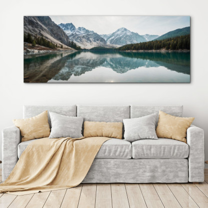 Quadro Montagne Paesaggio Mozzafiato Del Lago Di Montagna Con Riflessi A Specchio mow3 quadro stampato su tela