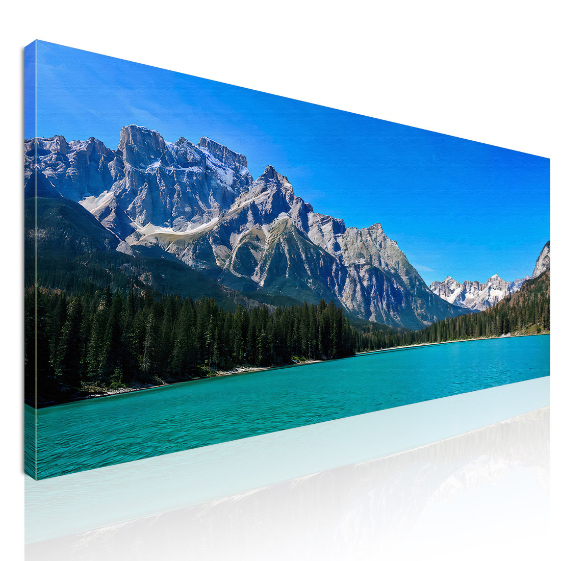 Quadro Montagne Lago Accattivante Con Cime Spettacolari E Cieli Azzurri mow5 quadro stampato su tela