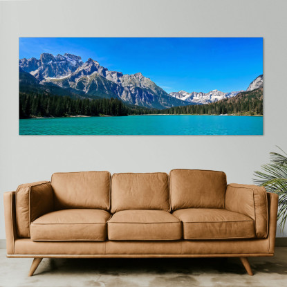 Quadro Montagne Lago Accattivante Con Cime Spettacolari E Cieli Azzurri mow5 quadro stampato su tela