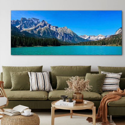 Quadro Montagne Lago Accattivante Con Cime Spettacolari E Cieli Azzurri mow5 quadro stampato su tela