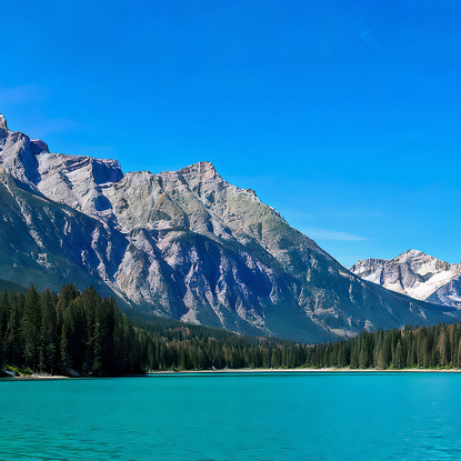 Quadro Montagne Lago Accattivante Con Cime Spettacolari E Cieli Azzurri mow5 quadro stampato su tela