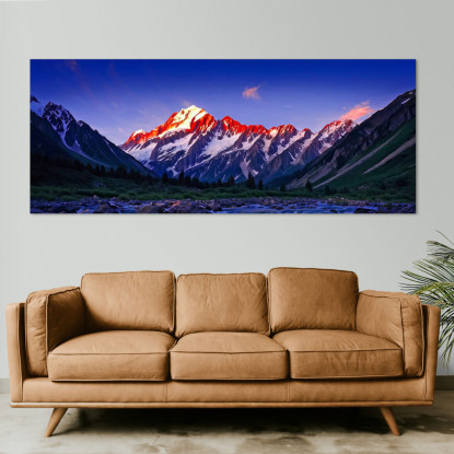 Quadro Montagne Le Scintillanti Vette Del Monte Bianco Illuminate Dal Crepuscolo Dorato mow9 quadro stampato su tela