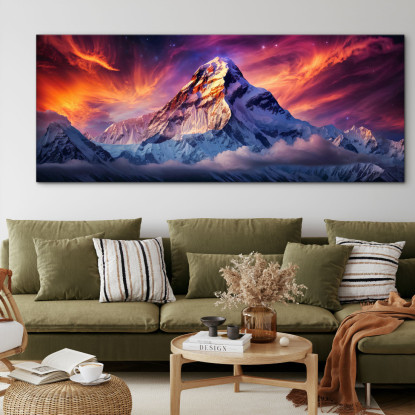 Quadro Montagne Maestoso Picco Di Montagna Innevato Illuminato Da Un Tramonto Spettacolare mow17 quadro stampato su tela