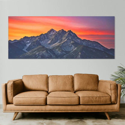 Quadro Montagne Spettacolare Tramonto Sulle Maestose Vette Delle Montagne mow29 quadro stampato su tela