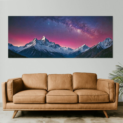 Quadro Montagne Cielo Notturno Stellato Sulle Cime Innevate mow30 quadro stampato su tela