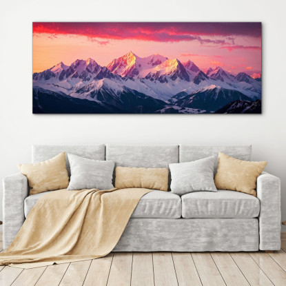 Quadro Montagne Alba Sulle Maestose Montagne Innevate mow32 quadro stampato su tela