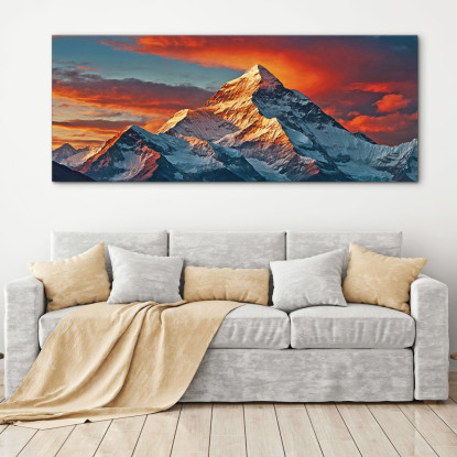 Quadro Montagne Tramonto Che Illumina Maestose Cime Innevate mow34 quadro stampato su tela