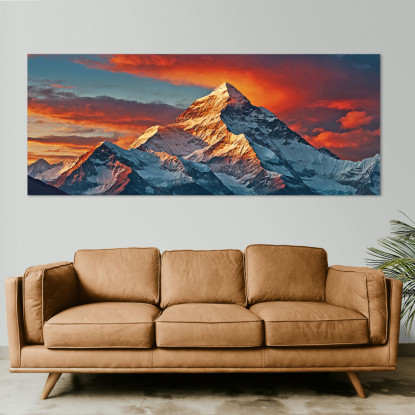 Quadro Montagne Tramonto Che Illumina Maestose Cime Innevate mow34 quadro stampato su tela