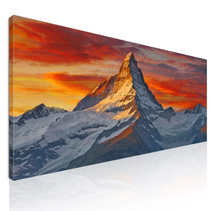 Quadro Montagne Il Tramonto Illumina Le Nuvole Sulla Cima Della Montagna Innevata mow35 quadro stampato su tela