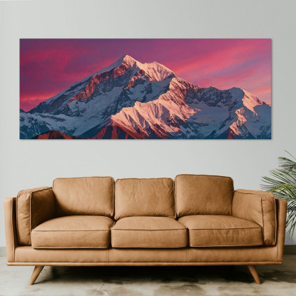 Quadro Montagne Alba Rosa Vibrante Sulle Maestose Montagne Innevate mow39 quadro stampato su tela