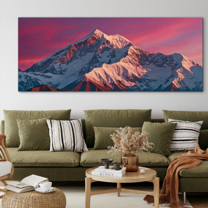 Quadro Montagne Alba Rosa Vibrante Sulle Maestose Montagne Innevate mow39 quadro stampato su tela