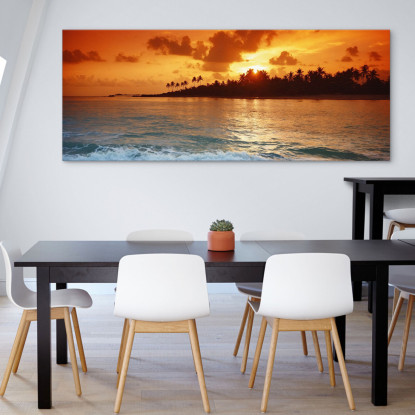 Quadro Paesaggio Mare Tramonto Tropicale Su Spiaggia Con Palme seal4 quadro stampato su tela