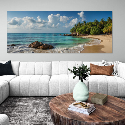 Quadro Paesaggio Mare Spiaggia Tropicale Con Palme E Mare Turchese seal7 quadro stampato su tela