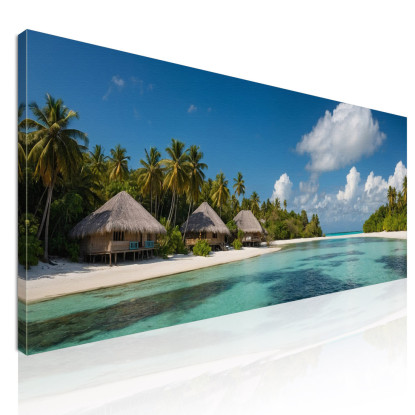 Quadro Paesaggio Mare Bungalow Tropicale Con Mare Turchese seal9 quadro stampato su tela