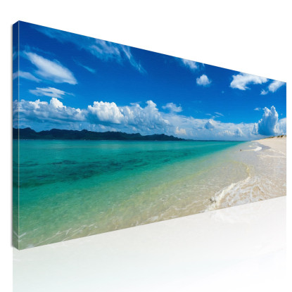 Quadro Paesaggio Mare Spiaggia Deserta Con Mare Turchese E Cielo Blu seal11 quadro stampato su tela