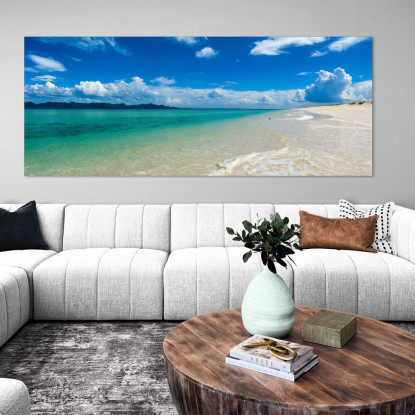 Quadro Paesaggio Mare Spiaggia Deserta Con Mare Turchese E Cielo Blu seal11 quadro stampato su tela