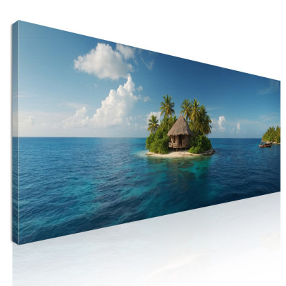 Quadro Paesaggio Mare Paesaggio Tropicale Con Isola E Capanna seal12 quadro stampato su tela