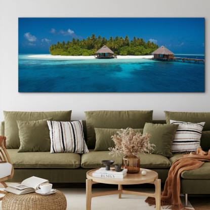 Quadro Paesaggio Mare Isola Tropicale Con Capanne Su Acque Cristalline seal13 quadro stampato su tela