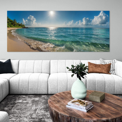 Quadro Paesaggio Mare Spiaggia Tropicale Con Acque Turchesi E Cielo Soleggiato seal20 quadro stampato su tela