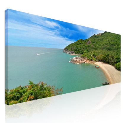 Quadro Paesaggio Mare Vista Di Koh Phangan Con Spiaggia Tranquilla E Colline Verdi seal26 quadro stampato su tela