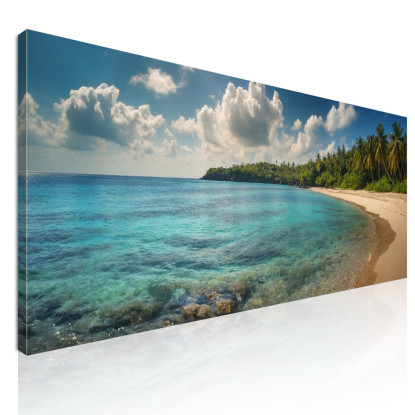 Quadro Paesaggio Mare Spiaggia Tropicale Con Acque Limpide E Verde Rigoglioso seal27 quadro stampato su tela