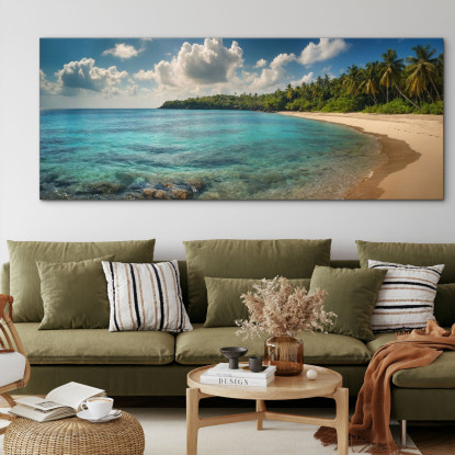 Quadro Paesaggio Mare Spiaggia Tropicale Con Acque Limpide E Verde Rigoglioso seal27 quadro stampato su tela