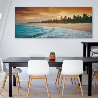 Quadro Paesaggio Mare Cielo Colorato E Palme Su Spiaggia Tropicale Al Tramonto seal28 quadro stampato su tela