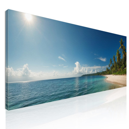 Quadro Paesaggio Mare Acque Blu E Palme Su Spiaggia Tropicale seal30 quadro stampato su tela