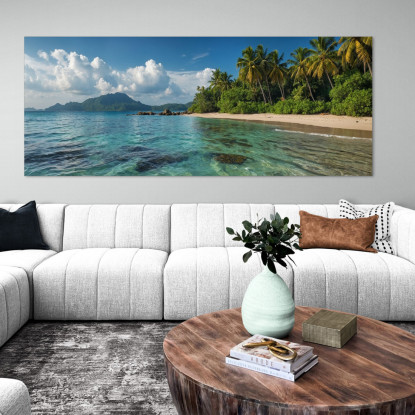 Quadro Paesaggio Mare Spiaggia Tropicale Con Sabbia Chiara E Acque Trasparenti seal36 quadro stampato su tela