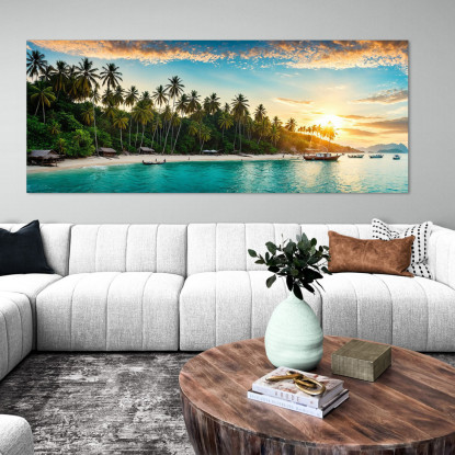Quadro Paesaggio Mare Palme E Acque Chiare In Un Paradiso Tropicale seal37 quadro stampato su tela