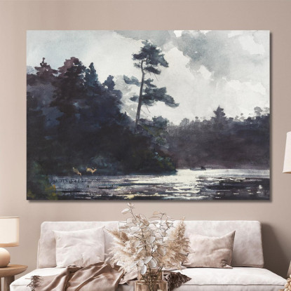 Lago Adirondack Winslow Homer quadro stampato su tela