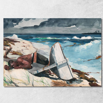 Dopo L'Uragano Bahamas Winslow Homer quadro stampato su tela