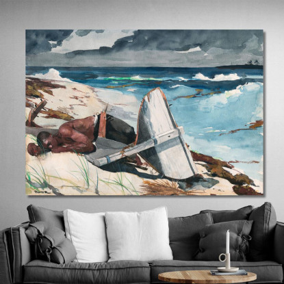 Après L'Ouragan Bahamas Winslow Homer tableau impression sur toile