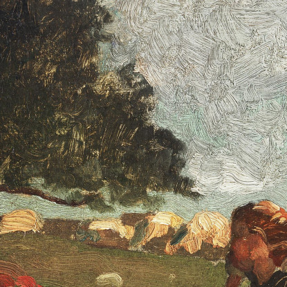 Junge Und Mädchen Auf Einem Feld Mit Schafen Winslow Homer drucken auf leinwand