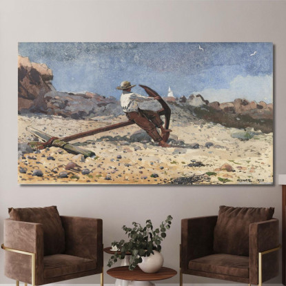 Garçon Avec Ancre Winslow Homer tableau impression sur toile