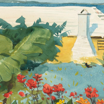 Jardín De Flores Y Bungalow Bermudas Winslow Homer cuadro en lienzo