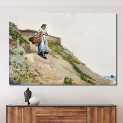 Fille Portant Un Panier Winslow Homer tableau impression sur toile