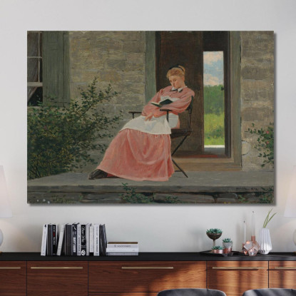 Girl Reading On A Stone Porch Winslow Homer canvas print