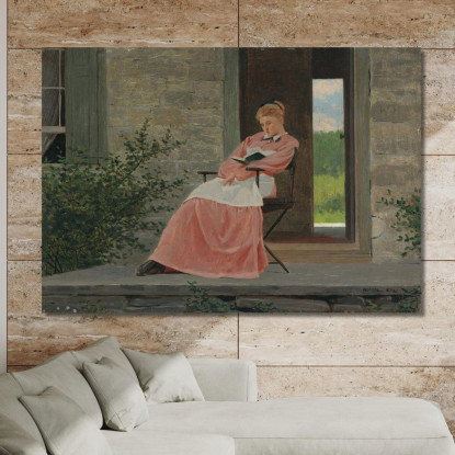 Girl Reading On A Stone Porch Winslow Homer canvas print