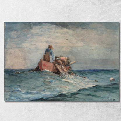 Tirare Dentro Le Reti Winslow Homer quadro stampato su tela