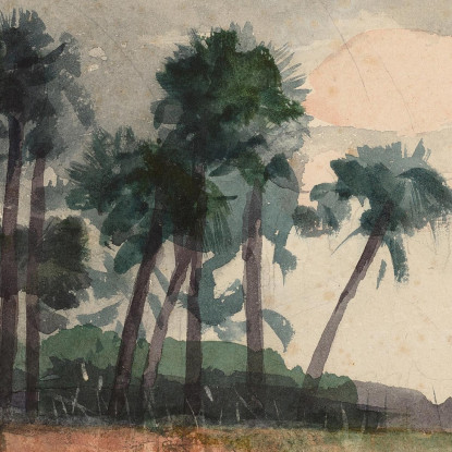 Palmiers Rouges Winslow Homer tableau impression sur toile