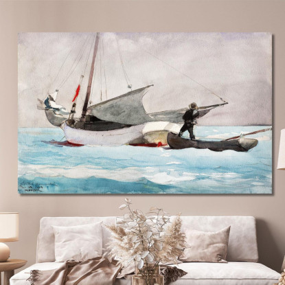 Stivaggio Della Vela Winslow Homer quadro stampato su tela