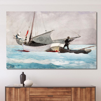 Stivaggio Della Vela Winslow Homer quadro stampato su tela